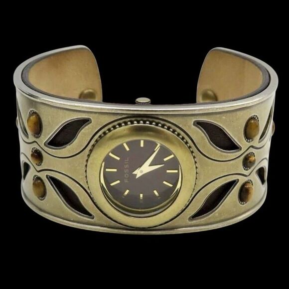 Vintage Fossil Cuff Watch With Stones - Picture 2 of 11